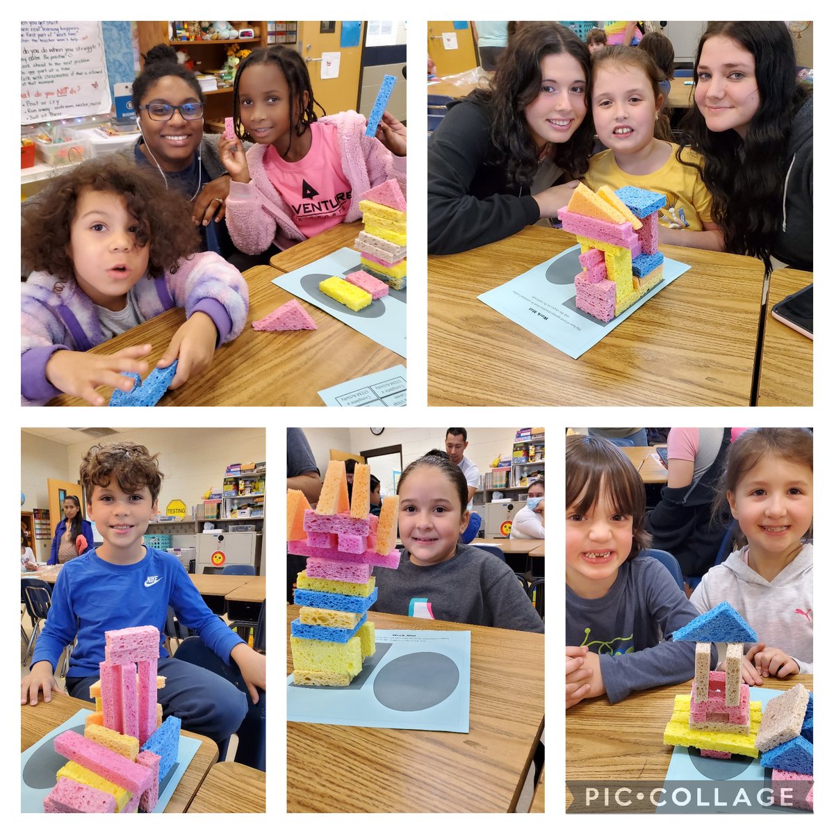 #KnoxESKnights came out tonight to learn about STEM careers and rotated through several classrooms hosting STEM activities. My classroom hosted the Sponge Structure Challenge. #CherokeeSchools
