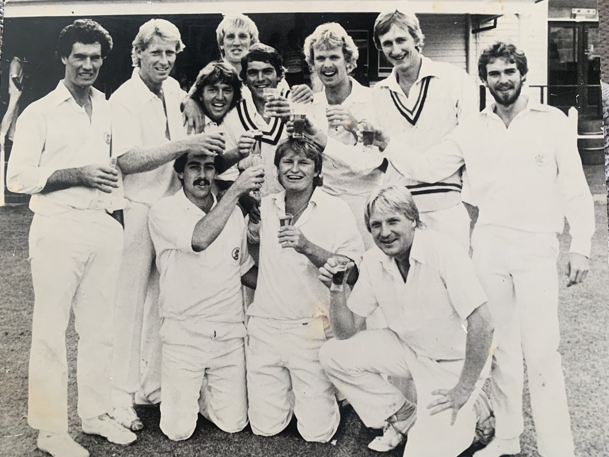40 years on. The 1981/82 1st XI premiership team gathering for lunch today to relive their premiership success, defeating the Swans in the final at the Albert.  Thinking of our absent friend, Bazza (JA subbed in).