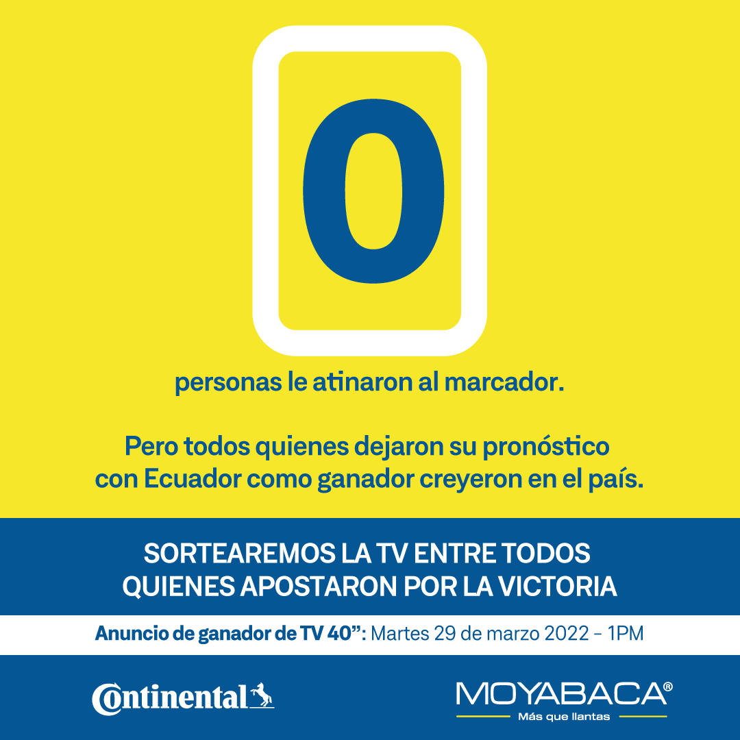 moyabaca's tweet photo. 🇪🇨¡CLARO QUE NOS VAMOS AL MUNDIAL!🇪🇨
#Moyabaca  y #Continental  celebramos a quienes creen en nuestro país. Si dejaste tu pronóstico con Ecuador como vencedor del encuentro hasta las 6:20PM, ponte pilas que anunciaremos al ganador de la Tv de 40" el Martes 29 de marzo a la 1PM. https://t.co/o0E9DEXEnV