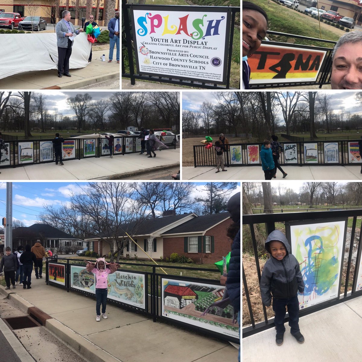 It was a great day to celebrate #ArtsinEducation w/ the unveiling of student artwork in @CityOfBvilleTN.  
#SPLASH 

@HaywoodSchools was glad to partner w/ our Arts Council & Visit Brownsville. 

@aecc_cubs @PouncersHes @ESWildcats @SHIS_Tomcat @HMSTomcats @haywoodhigh