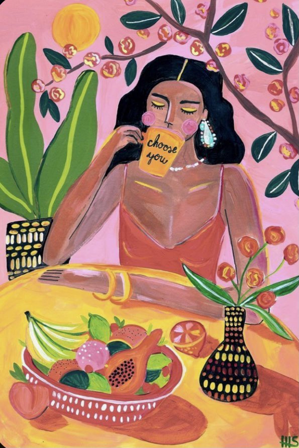 Alexus_Ivy's tweet photo. As an image that I feel represents me well I chose this piece of art from Maggie Stephenson. I feel like it is very calm and serene and that it relates to nature and the importance of self reflection. #MCO335 https://t.co/tjs5E6VbLg