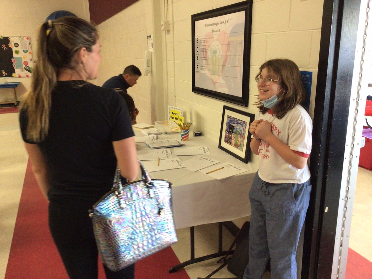 ARTwMrsNail's tweet photo. So grateful for these incredible students who helped out at tonight’s Art Show! Their enthusiasm made the night even more fun! @cel578 @Alpharetta_ES https://t.co/hbk5STA388