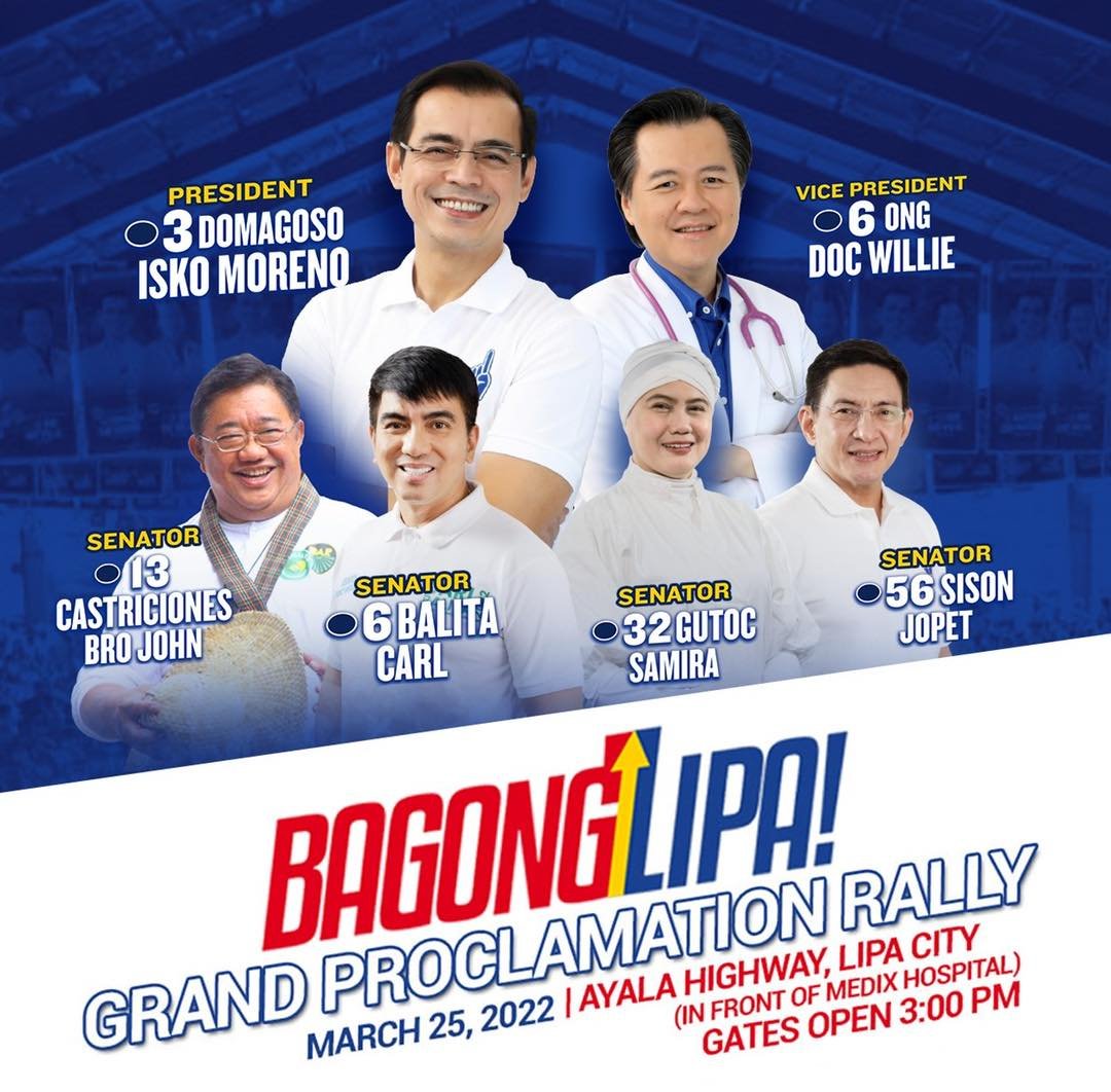 ImPilipinas's tweet photo. Mamaya na to!
#BagongLipa
#ProclamationRally
#BilisKilos https://t.co/WI4gOmcuvy