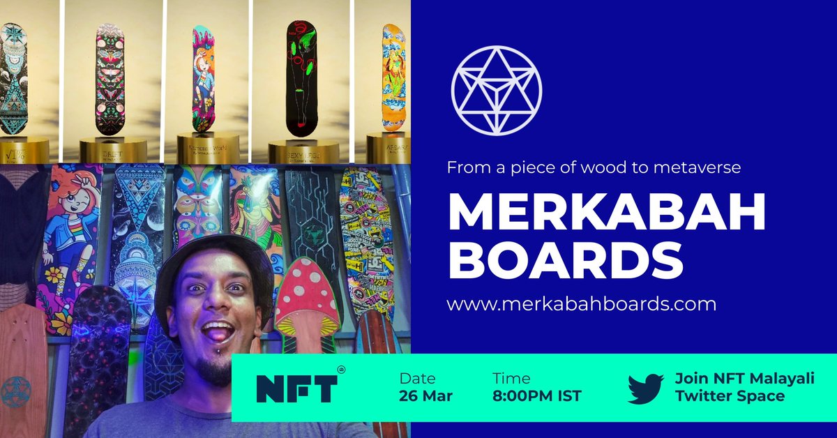 NFT Malayali (@nftmalayali) on Twitter photo Merkabah Boards✨
Join us on 26th March, 8PM IST on NFT Malayali Twitter spaces.
<a href="/MerkabahBoards/">Merkabah boards</a> <a href="/francis_kurien/">Francis kurien</a> <a href="/ShajuStephin/">Stephin Shaju</a>
#NFTMalayali #nftproject Merkabah Boards✨
Join us on 26th March, 8PM IST on NFT Malayali Twitter spaces.
<a href="/MerkabahBoards/">Merkabah boards</a> <a href="/francis_kurien/">Francis kurien</a> <a href="/ShajuStephin/">Stephin Shaju</a>
#NFTMalayali #nftproject