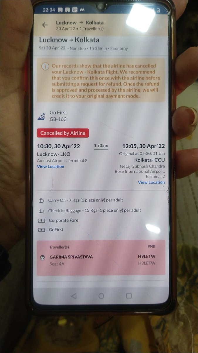 surabhisriva's tweet photo. Thanks @goair and @makemytrip for not notifying me in any form that my flight is cancelled. Good thing I dont trust you guys and checked the portal when my friend alerted me
#flightcancel #goair #makemytrip #makemytripbiz https://t.co/VTlNx0CNIV