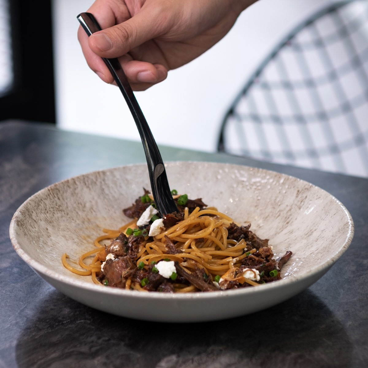 A Filipino favorite and an iconic Italian dish in one! Traditional tapa bathed in oxtail broth topped with goat cheese and garlic.

The Lunaxy Cafe Tapa Pasta

A must try!

Visit us at GF W Global Center, 9th Ave. cor. 30th St., BGC, Taguig

Indoor and Al Fresco dining available