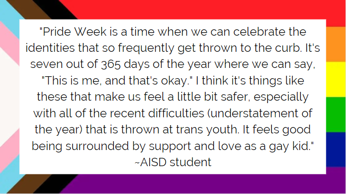 sarateacher27's tweet photo. As an @AustinISD educator, this is why I will continue to celebrate #AISDPride. Yes, it's for all our LGBTQIA+ staff and families, but it's mostly for our students. They deserve to feel supported and loved for being exactly who they are. ❤️🏳️‍🌈❤️🏳️‍⚧️❤️ https://t.co/wuZyWJDXB2