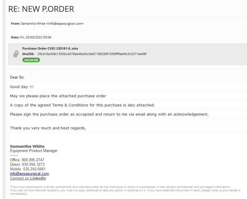 JAMESWT_WT's tweet photo. "RE:Swift Payment Copy" / "RE:NEW P.ORDER"
spam mail spread #VelvetSweatshop > #AgenTesla
#CVE-2017-11882 Xlsx
https://t.co/9DSEUXJ9rL
172.245.163.[174/tup.exe
https://t.co/nUdTQ8X4uz
C2
https://api.telegram.[org/bot1830107493:AAHMNi_sDEkXwu2R5G2v8HT3myZiut3H9hI/sendMessage
1/2 https://t.co/iTDGl4KYj5