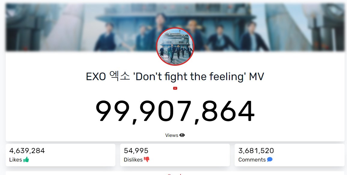 Ms_93er's tweet photo. #EXOLS, Let's hit that 100M today!🔥
DON'T FIGHT THE FEELING TO STREAM!
#DFTFROADTO100M
#EXOAnniversaryStreamingParty
#EXO10thto100M
#EXO 
#엑소  #TEAMDFTF
@weareoneEXO https://t.co/fi6bh8lFTm