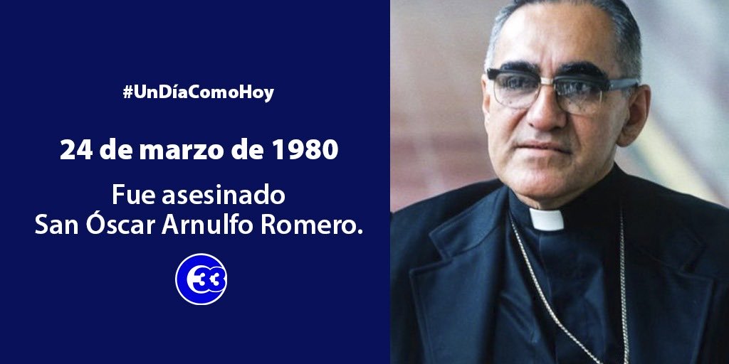 #ElSalv alert: 📌 #Romero | 24 d marzo se conmemora el 42 aniversario del martirio de #MonseñorÓscarArnulfoRomeroYGaldámez, el #SantoDeAmérica: #MgrRomeroVive seguimos su llamado:#CaminarAcompañarSerSolidariosConElPueblo para #VivirEnPazEnPlanetaSano <a href="/rudelmar/">Rudelmar Bueno de Faria</a> <a href="/UN/">United Nations</a> 

#Teleprensa33