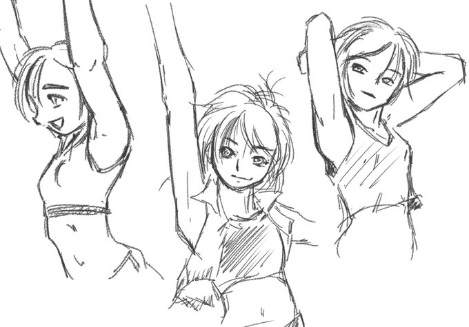 今日のお昼のラクガキは肩、脇の練習
描いてるうちにコイツらで1本書ける気がしてきたw 