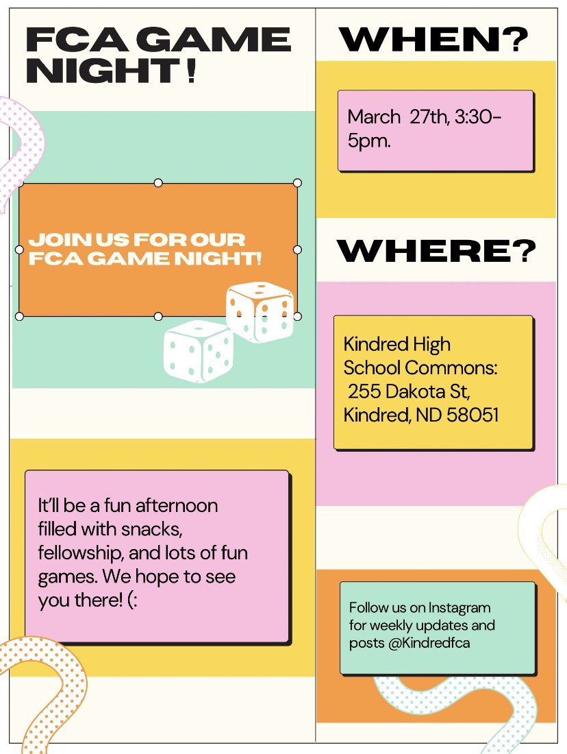 KindredFCA's tweet photo. Perfect opportunity to join us if you have never been to FCA or haven’t been with us for awhile! Fun, stress-free night to start the week! See you there👋🏼 https://t.co/2uo59dHvN4