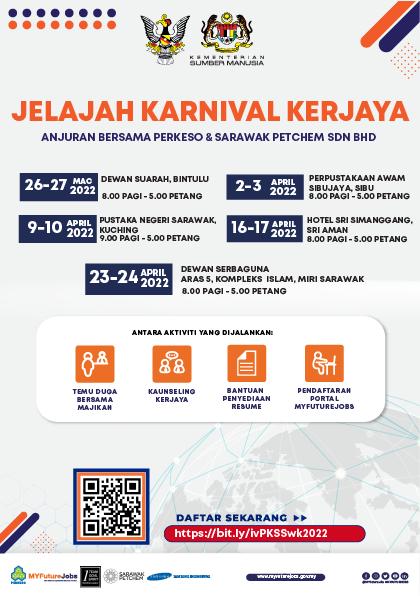 Our associate company, #Sarawak #Petroleum #Chemical Sdn Bhd #PetChem together with <a href="/PERKESOofficial/">PERKESO</a> Sarawak are jointly organizing "Jelajah Karnival Kerjaya" starting in Dewan Suarah #Bintulu on March 26 to 27. It includes stop overs in #Kuching #Sibu Sri Aman &amp; #Miri #vacancies