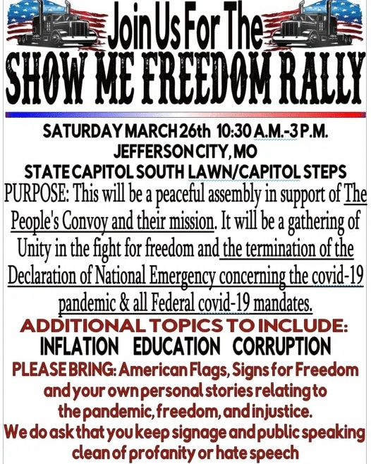 olu77's tweet photo. #ThePeoplesConvoy #ShowMeFreedom rally in Jeff City SaturdayπΊπΈππππ https://t.co/MBsu4aDdEU
