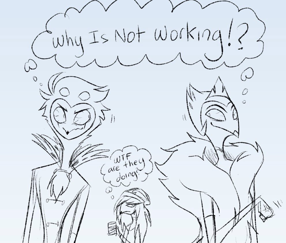 Ackerhells's tweet photo. Royal birbs trying to use their powers on each other and miserably failed #helluvaboss #stolas #andrealphus #helluvabossfanart #helluvabossoctavia #helluvabossstolas #helluvabossandrealphus https://t.co/2WW3tsxuZm