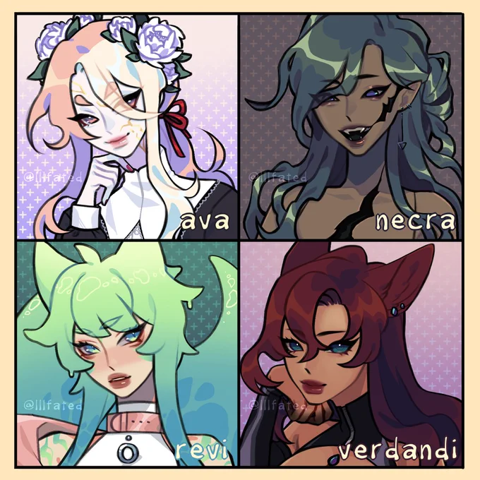 i drew them for the palette swap meme but i didn't like how the swapped palettes came out cuz i'm just too used to how they look normally :,D i'll probably do a version borrowing friends' ocs that'll be posted on here tho ! 