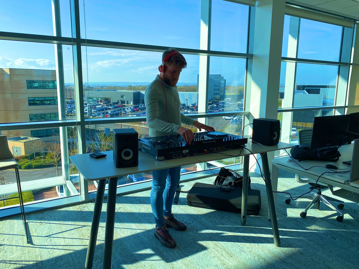 angusbudden's tweet photo. “It’s Friiiiiday again, then Saturday, Sunday what!”     Great way to start the @SageGradBay Friday vibes with our very own Wayne on the decks! #LifeAtSage 
🎶 🕺 💃 🪩 https://t.co/Z80zHnTLyT