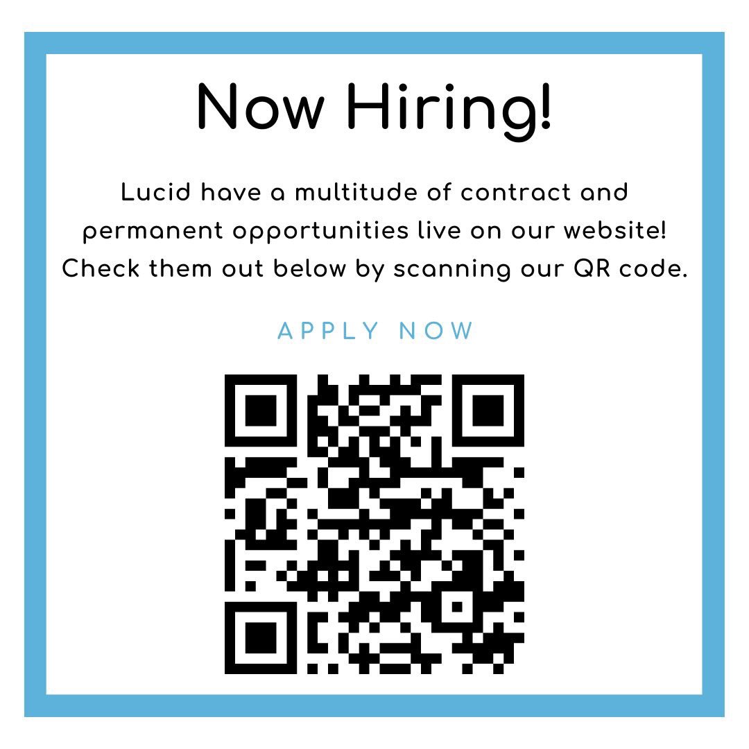 Scan our QR code below and see what contract and permanent roles we have live on our website! 👇

Get in contact if you are interested on 01908 690 000 | cvs@lucid-support.com 

lucid-support.com/jobs-listing/

#jobsearch #recruitment #nowhiring