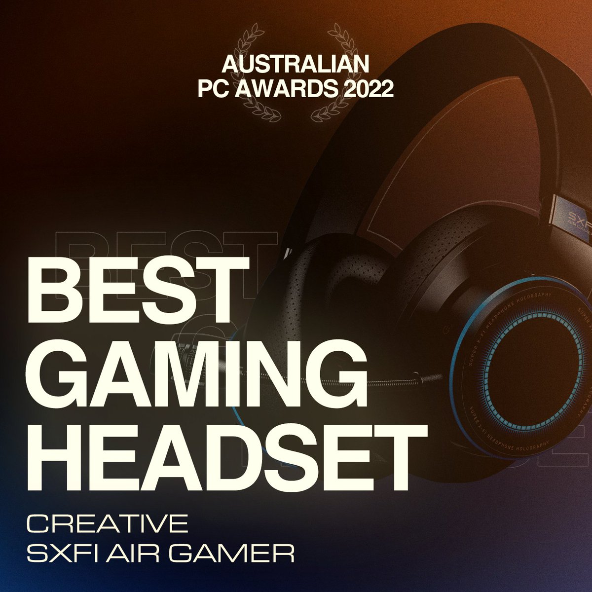 First award of the year! 🎉🎉🎉

🏆 Delighted to have our Creative SXFI Air Gamer awarded the best Gaming Headset at the Australian PC Awards 2022 by @pcgamer 🏆

@CreativeLabs 

#SXFI #SXFIAirGamer #AustralianPCAwards #PCGamer
#CreativeLabs #bestheadphones #gamingheadsets