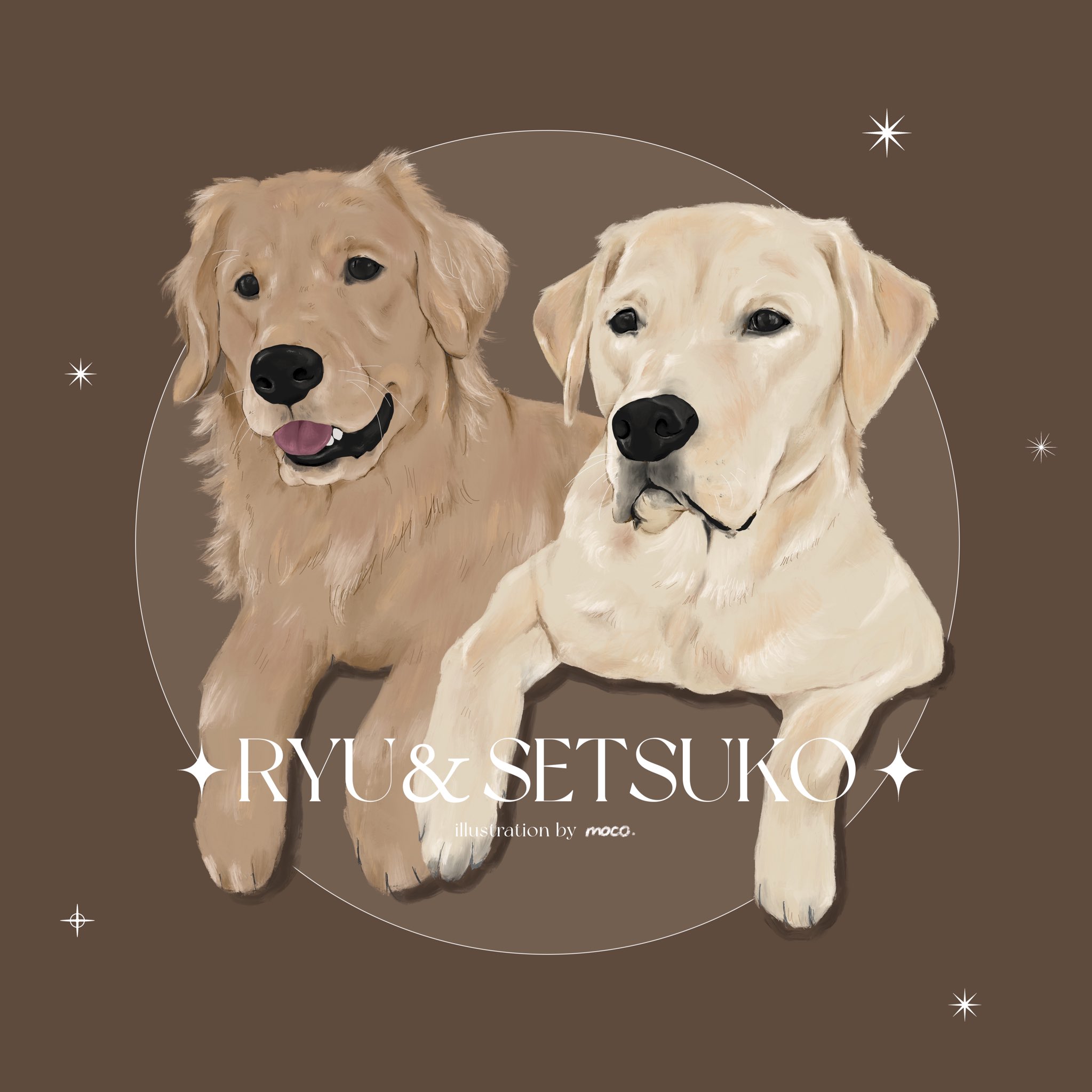 Moco 大好きなコンビを描かせて頂きました Wahoo3313 大型犬 犬 犬のいる幸せ ラブラドール ラブラドールレトリバー ゴールデンレトリバー イラスト好きな人と繋がりたい イラスト ペットイラスト Dog Animal Illustration T Co