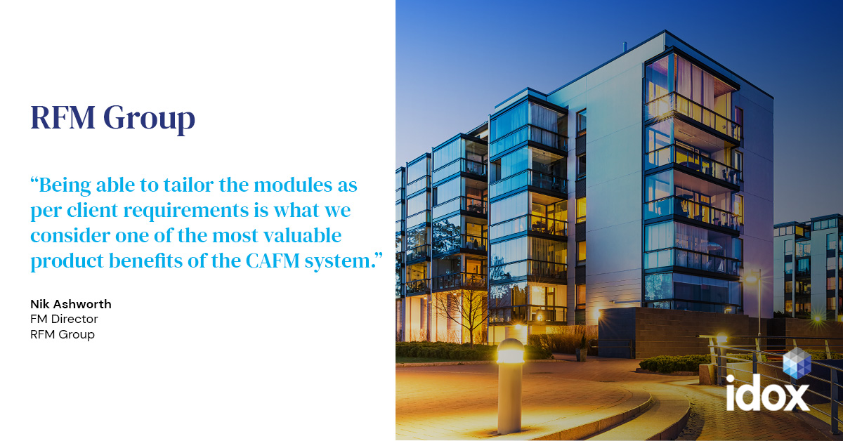 Idoxgroup's tweet photo. Nik Ashworth, FM Director at RFM Group says: “Being able to tailor the modules as per client requirements is what we consider one of the most valuable product benefits of the CAFM system.”

Read the case study: https://t.co/vuAoImbC4c

#CAFMExplorer #FM #FacilitiesManagement https://t.co/lLtGSAm3d5
