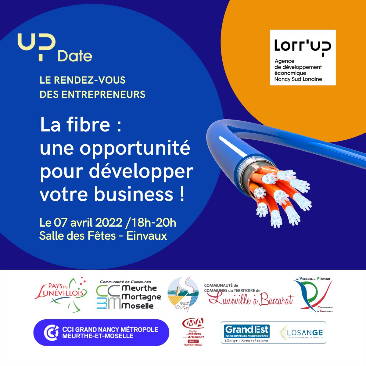 LorrUp's tweet photo. #Fibre #lerendezvousdesentrepreneurs
🟠Quelles sont les opportunités de développement ?
🟠Comment optimiser les usages numériques ?
Chefs d'entreprises du lunévillois, venez échanger et trouver des solutions pour booster votre business ! 
https://t.co/kUlPWd8EBc https://t.co/mSkF4AFJSd