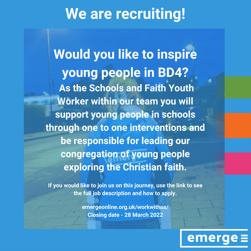 There's still time to apply!
Please click the link for more information about this exciting role and how to apply. emergeonline.org.uk/workwithus/
#bradfordyouthwork