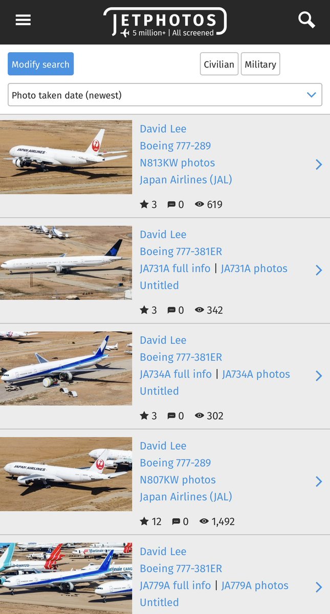 yoshu787's tweet photo. Jetphotosには、コロナなどの影響で早期退役した日本の旅客機がモハーヴェに保管されている写真が、続々と上がっています。本当は今でも現役で活躍しているはずの機体がほとんどで、やるせない思いです。
#JA708A
#JA731A
#JA779A
#JA773J https://t.co/NCSTcCaPqz