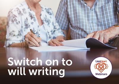 Another chance to catch our Switch on to Will Writing webinar next week: the lowdown on wills, and why you need one... Book now at lionheart.org.uk/events