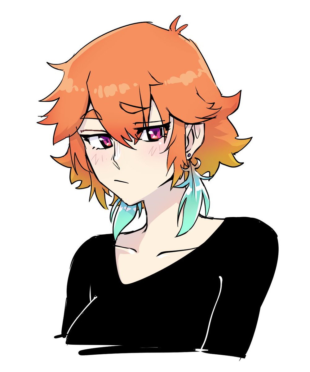 takanashi kiara 1girl alternate hairstyle solo jewelry earrings orange hair alternate hair length  illustration images