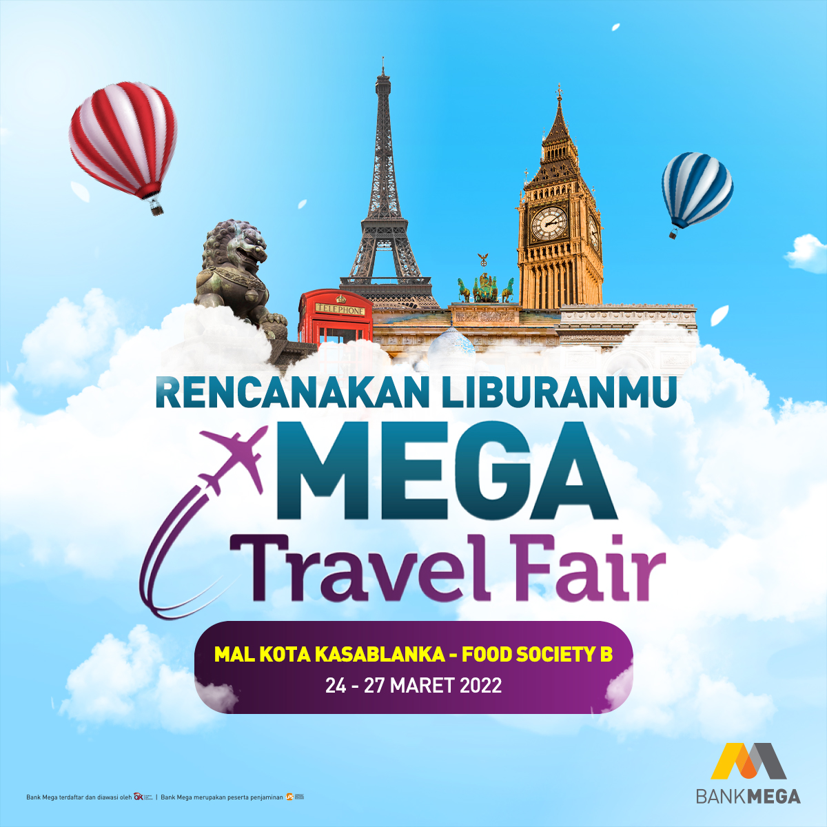 BankMegaID's tweet photo. Rencana liburan jangan cuma jadi wacana.
Yuk, rencanakan liburanmu bersama yang tersayang bareng #MegaTravelFair.
Ada banyak promo spesial menanti kamu lho. Mulai dari promo happy hour, tiket pesawat, paket tour, dan cruise.
#BankMega #LiburanBarengMega https://t.co/iB46uAQsOr