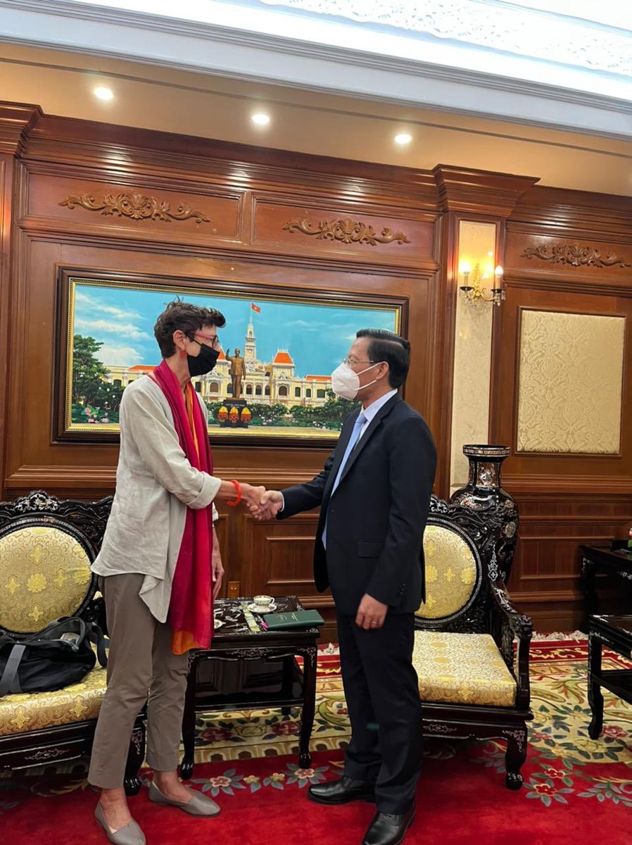 gretelochen's tweet photo. Very good meeting with #Chairman of HCMC People’s Committee Phan Van Mai discussing #Norway’s 🇳🇴priorities in 🇻🇳 green &amp; blue economic development, #renewables, #circulareconomy #ESG agenda @MOFAVietNam @VNGovtPortal @HauganArild https://t.co/1mdsblyiVU