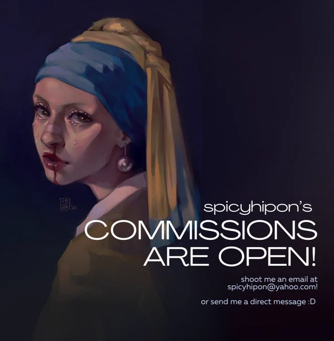 🌷 UPDATED COMMISSION SHEETS!

Hello, I am again open for commissions. I am now offering a 20% off discount to returning clients! I will be accepting 5 slots per month, kindly dm me to avail. RTs are highly appreciated!

🗒 queue: https://t.co/x4luQZhUz5
📧: spicyhipon@yahoo.com 
