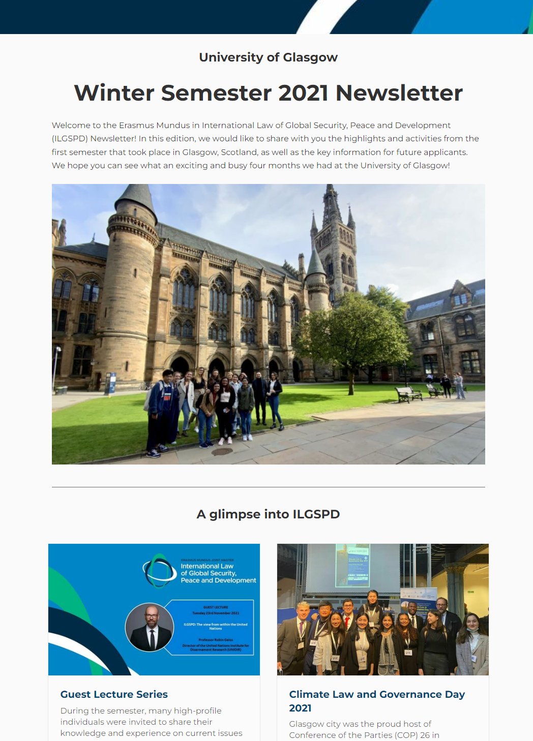 ILGSPD on Twitter: "The first edition of the ILGSPD Newsletter is  available! Read about the experiences of ILGSPD students at the University  of Glasgow during the first semester of their programme, including