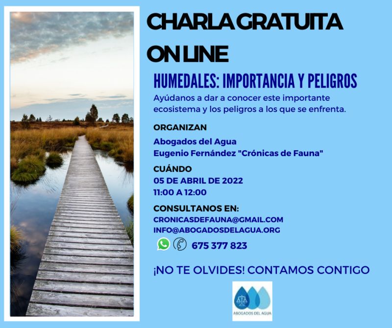 cronicasdefauna's tweet photo. Para mí, es un placer colaborar con Abogados del Agua en la divulgación y concienciación de estos ecosistemas tan importantes en España, dado nuestro clima. Si te interesa la charla, ¡apúntate! https://t.co/jDjOXmrv4p