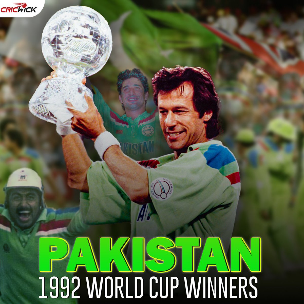 Spacial Day Of Pakistan cricket History 🇵🇰

🗓️ #OnThisDay in 1992, Imran Khan create history and #Pakistan🇵🇰 won the world cup 
#CWC92 #WeHaveWeWill 
#TeamPakistan 
#TeamEverGreen