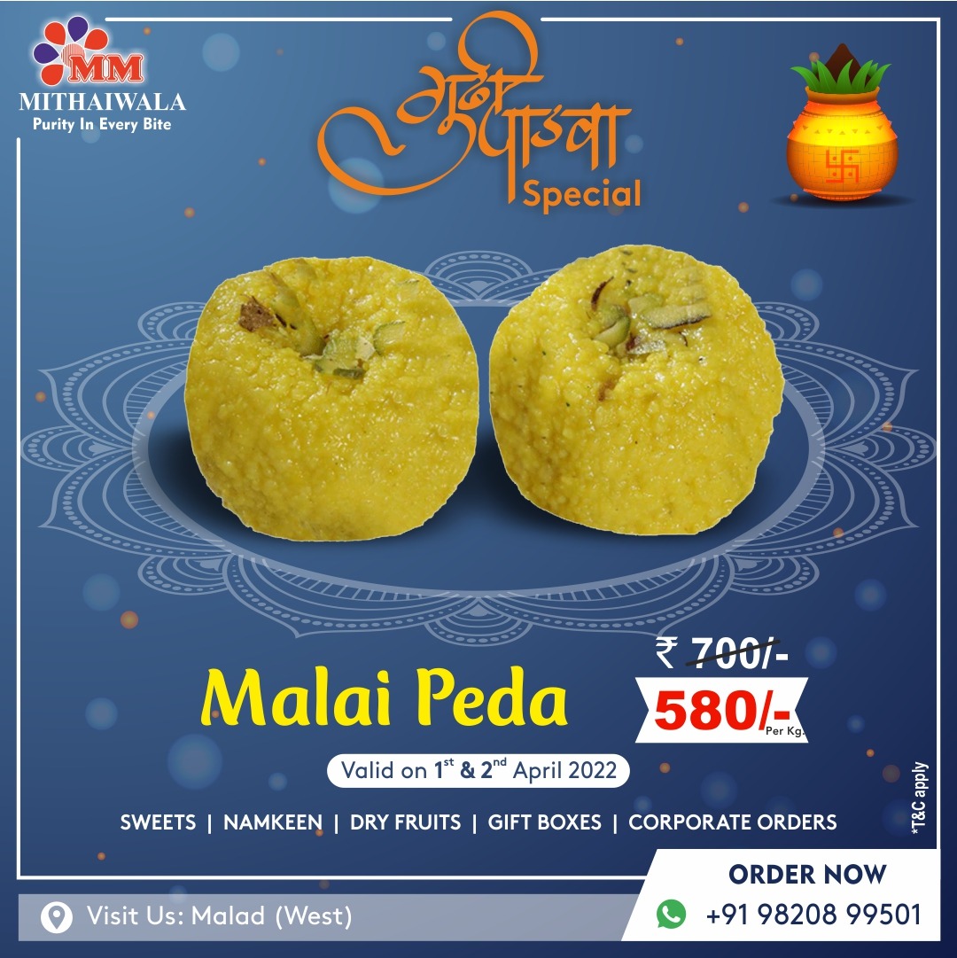 MMMithaiwala's tweet photo. Avail exclusive OFFER on delicious pure ghee sweets from MM Mithaiwala on the auspicious occasion of Gudi Padwa. 

To order online:
Call or WhatsApp on 9820899501 
https://t.co/FvCsJWjSgy

#gudipadwa #happygudipadwa #gudipadwaoffer #gudipadwa2022 #specialoffer #mmmithaiwala https://t.co/keZtgxPbZq