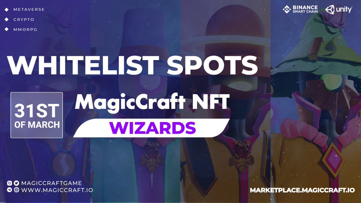 MagicCraftGame's tweet photo. 🚨$MCRT NFT Genesis Collection🚨

10 winners to get whitelist spots🚀

RULES:
✅Follow 
@MagicCraftGame
 on Twitter
✅❤️, comment &amp; RT: https://t.co/F8ar4tTql3
✅ Tag 3 friends in the comments👇

48 hours to take part⏰
Winners to be announced on March 30th https://t.co/8NVV2sBEH7