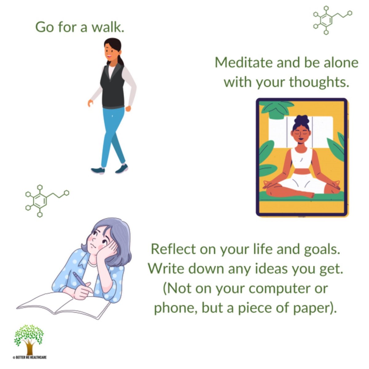 BetterMeHealth1's tweet photo. Some steps you need to take for dopamine detox:
๐ฟ
#dopamine #dopaminefasting #mind #rejuvenate #smalltasks #mentalhealthmatters #mentalhealthindia https://t.co/w5vtxmYKvE