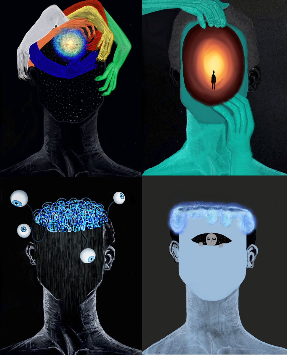 salomedurglish1's tweet photo. These last days i have a very difficult period in my life all this has been reflected in my works🕳.. introducing new pieces about voices in my head overthink and chaos.. #NFTartist #nftcollectors https://t.co/CGU90OyxH2 https://t.co/KLTfnWOuTm