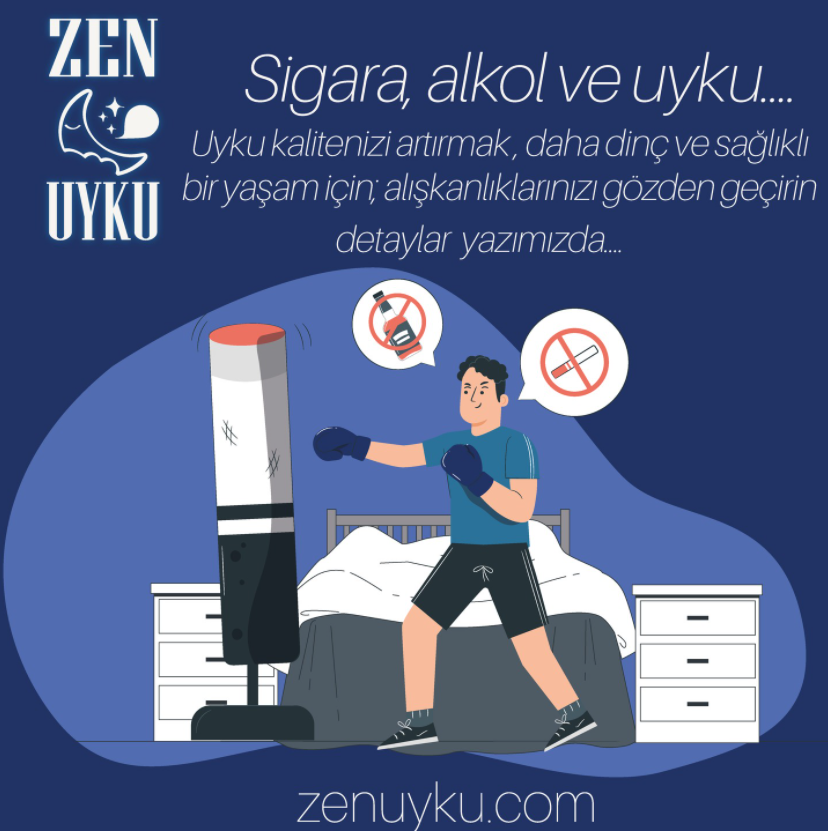 zenuyku's tweet photo. Bilimsel çalışmalar alkol ve sigara kullanımının uyku kaliteniz üzerinde olumsuz etkileri olduğunu gösteriyor.
Çalışmalarda; testlere katılan gönüllülerin "REM" uykusu adı verilen, zihinsel ve fiziksel sağlık açısından önemli olan uyku evresinin kısaldığı gözlemlenmiştir. https://t.co/rq2SWYO6Cd