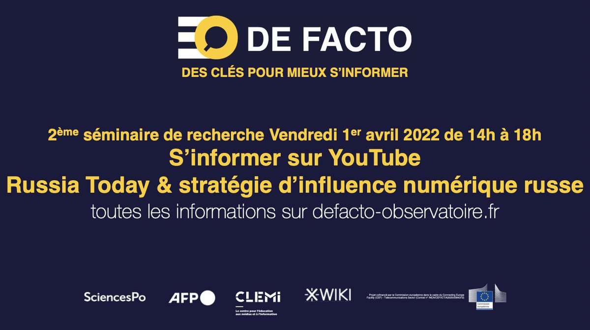 DE FACTO (@defacto_ue) on Twitter photo 📝Inscrivez-vous pour le 2ème séminaire de recherche DE FACTO le 1er avril de 14h à 18h, animé par <a href="/Karmacoma/">Dominique Cardon</a>
🔎Programme et informations : bit.ly/36NpYTl
Pour les inscriptions, c'est ici 🔜 : bit.ly/3uvAGpI 📝Inscrivez-vous pour le 2ème séminaire de recherche DE FACTO le 1er avril de 14h à 18h, animé par <a href="/Karmacoma/">Dominique Cardon</a>
🔎Programme et informations : bit.ly/36NpYTl
Pour les inscriptions, c'est ici 🔜 : bit.ly/3uvAGpI