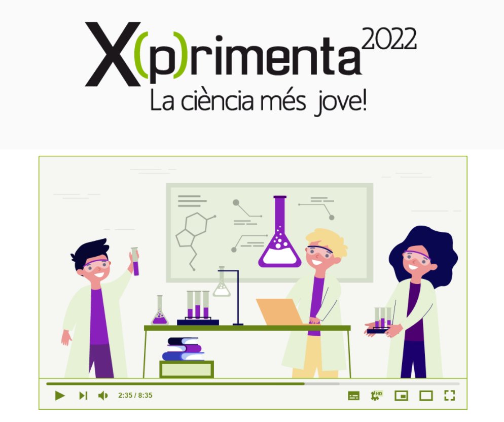 👩‍🔬La teva escola ja ha participat al concurs 12è Premi de Comunicació Científica Audiovisual X(p)rimenta 2022❓

📌Tens fins al 13 de maig per enviar els vostres vídeos científics i guanyar el premi! 

Consulta les bases del concurs⬇️
mailchi.mp/f3c8febd5bab/p…