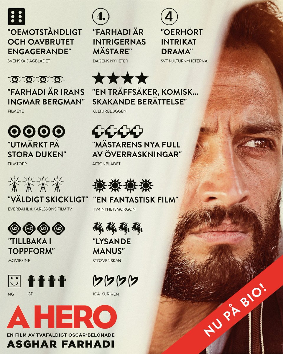 Fantastiska recensioner för A Hero, biopremiär idag!😃👏🎬 https://t.co/V4lJ2MbDsm