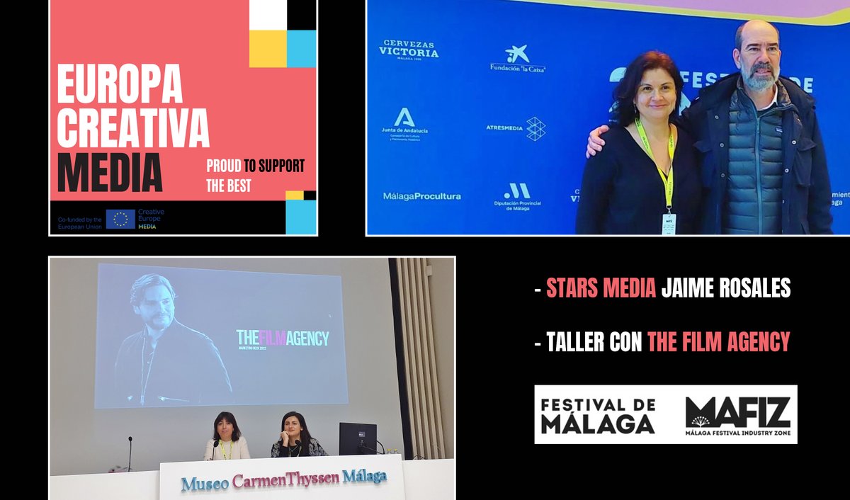 OficinaMEDIAEs's tweet photo. Recordamos la excelente sesión de Celia Fumanal y Raquel Cabrera de @TheFilmAgency sobre marketing, promoción y audiencias en cine, así como el encuentro #StarsMEDIA #JaimeRosales.
Ambos eventos fueron celebrados ayer en el marco de @MAFIZMalaga y promovidos por @ECMEDIAnd. https://t.co/DgIo6kbC7O