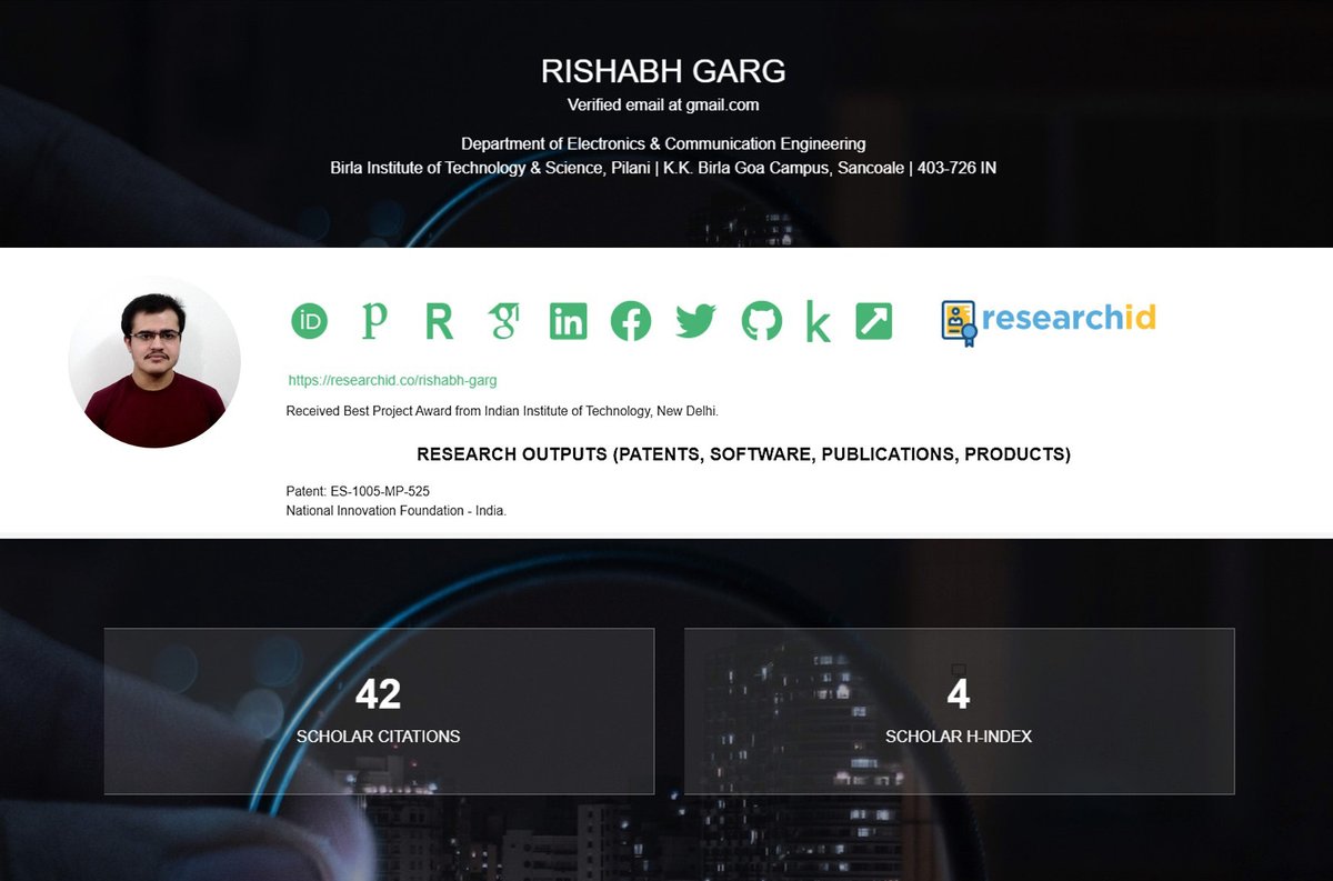 ResearchID 

It integrates multiple research profiles, provides one-stop personalized webpage with all publications &amp; achievements. 

Submitted my author IDs for Thomson-Reuters, Scopus, Google Scholar, h-index, i-10 ... I got my complete research docket.

researchid.co/rishabh-garg