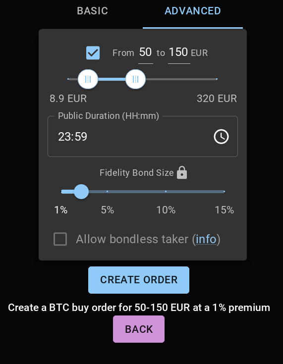 decentralized_b's tweet photo. Good morning #Bitcoin er's

#Robosats has new features and launches the dark mode
Now you can place orders with a range, set their time, or set how much you put your skin in the game? increasing or not the assurance for your order

@recksato is on fire! https://t.co/kzUcyiCOTZ