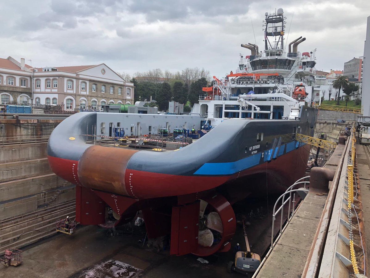hoffmannoliv1's tweet image. ALP Defender in drydock at Navantia in Ferrol, Spain
#ALP