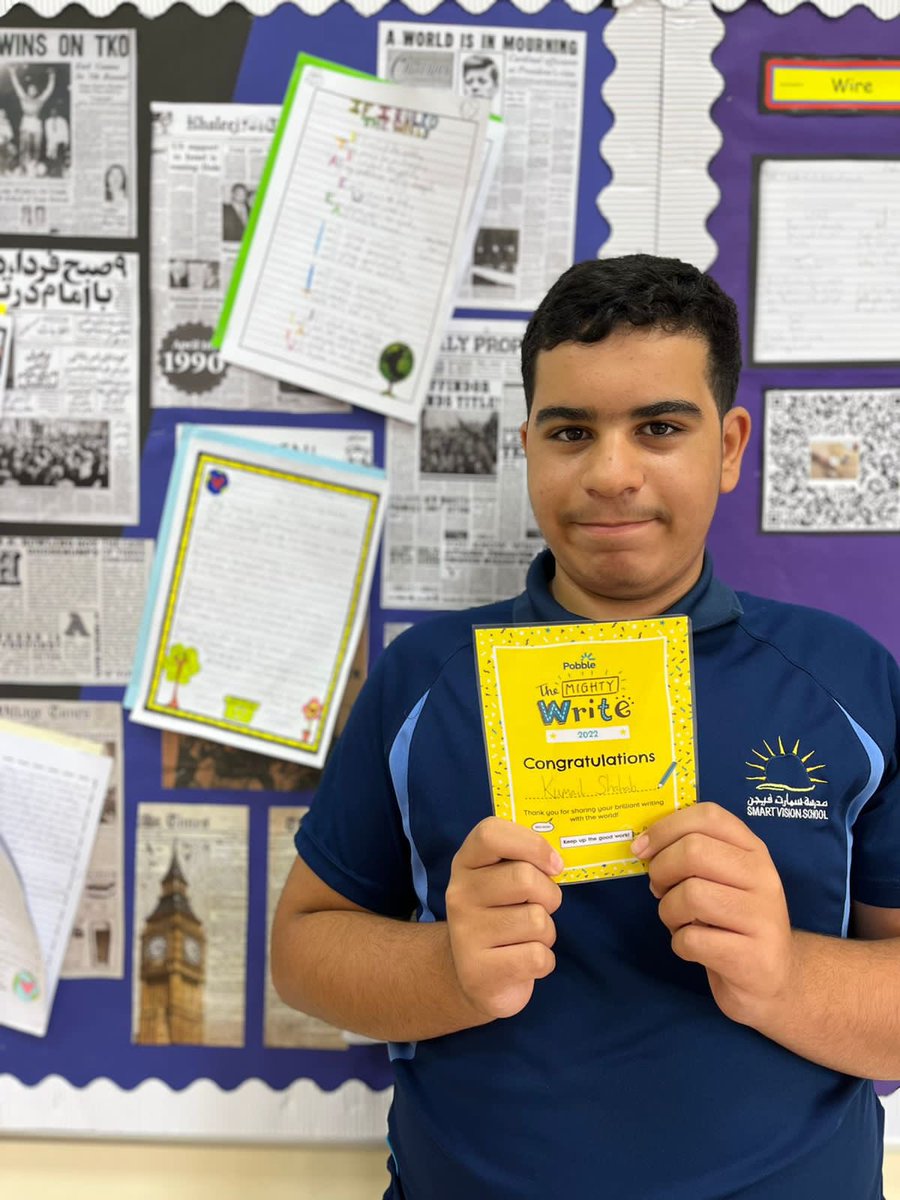 SmartVisionSch1's tweet photo. Delighted to take part in the global #MightyWrite competition from @HeyPobble our top entrants found out today that their writing has been chosen from our school to be entered. All children in KS2 loved this.๐๐ผthanks @HeyPobble for continuing to find ways to motivate and support. https://t.co/SxSaDW1VNd
