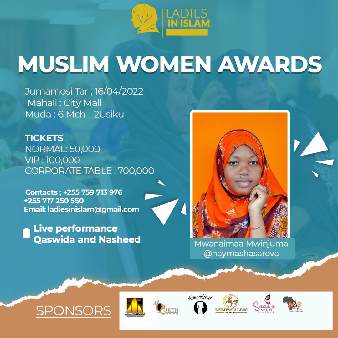 RahmaMwita's tweet photo. “Success comes from Allah, and Allah knows best.”
#ladiesInIslam
#MuslimWomenAwards https://t.co/hiQCBKH9XA